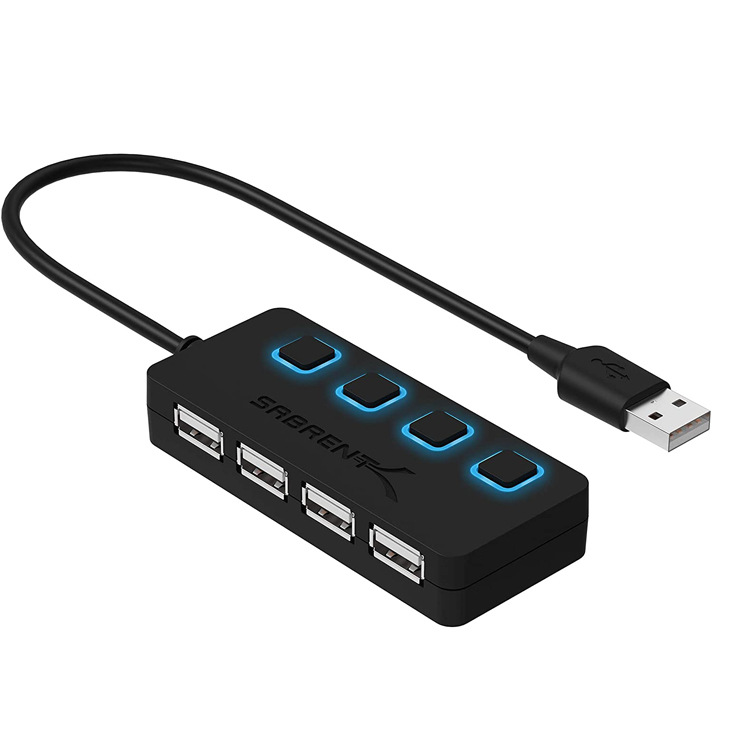 Amazon Brancher Have Independent LED Lights source Switch 4 Port USB 2.0 Hub