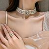 Crystal, necklace from pearl, short retro choker, European style, internet celebrity