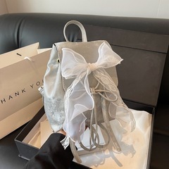 韓系小眾蝴蝶結雙肩包包女士2024新款時尚休閒小背包出遊旅雙肩包