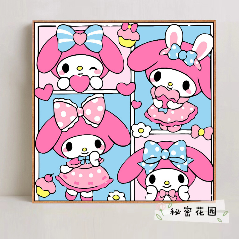 サンリオデジタル油絵 diy 手描きカラーリングクロミメロディー漫画かわいい装飾画メーカー卸売|undefined
