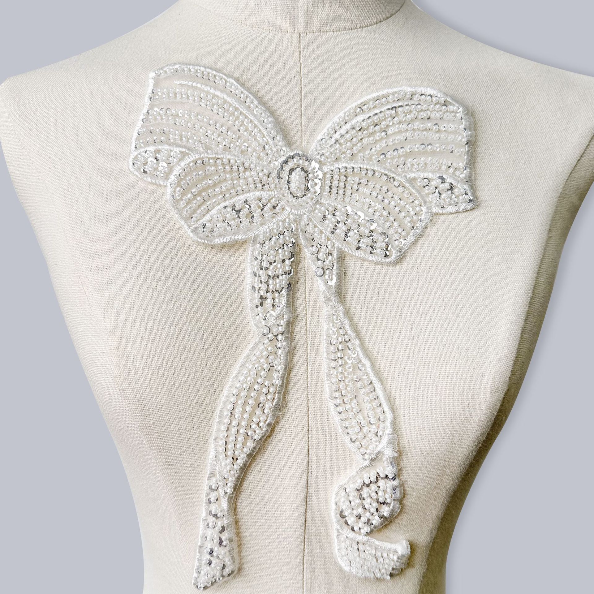 Arco de mariposa sequinilla perlas bordadas accesorios vestidos de boda ropa ropa de niños accesorios de encaje