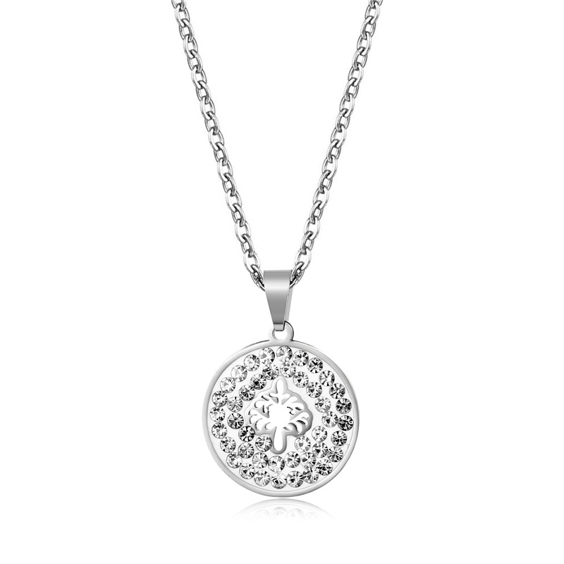 Wholesale Jewelry Simple Hollow Tree Of Life Round Pendant Stainless Steel Necklace Nihaojewelry display picture 1