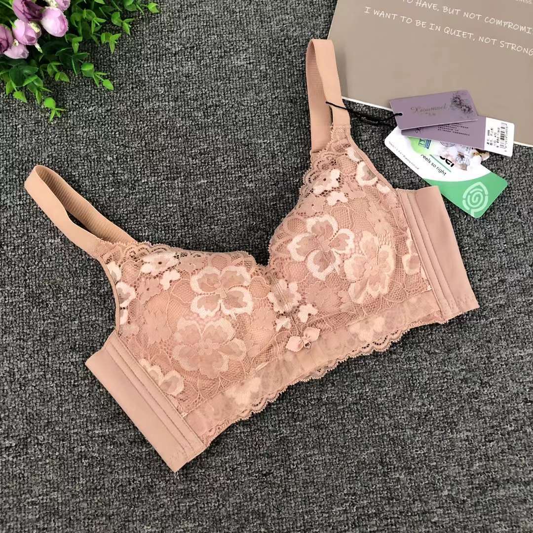 Nuevo sujetador de alta calidad de moda de encaje jacquard transpirable y cómodo ajuste lateral de pecho de cuatro botones ropa interior mujer image 4