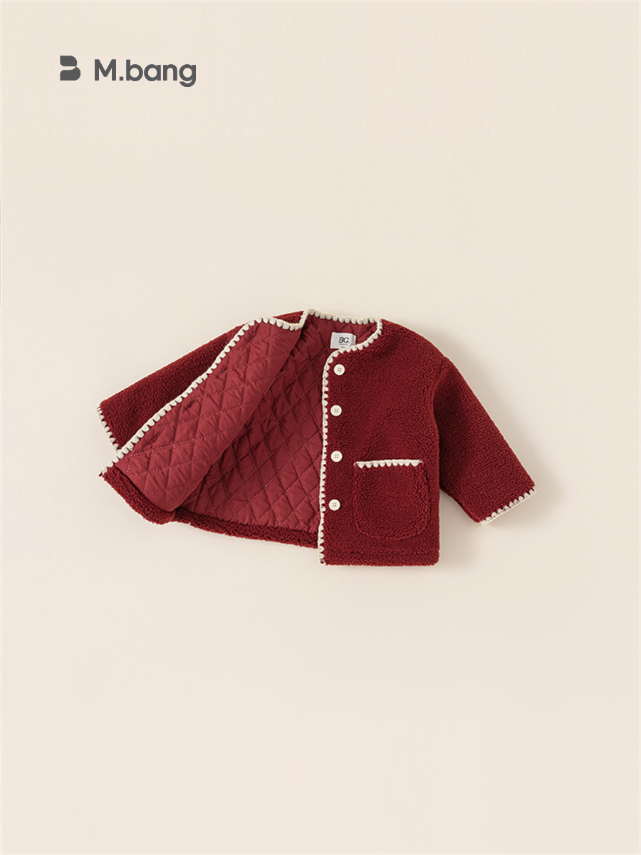 Ropa infantil Youbao, top rojo navideño para niñas, estilo Chanel, acolchado y grueso, ropa para bebés