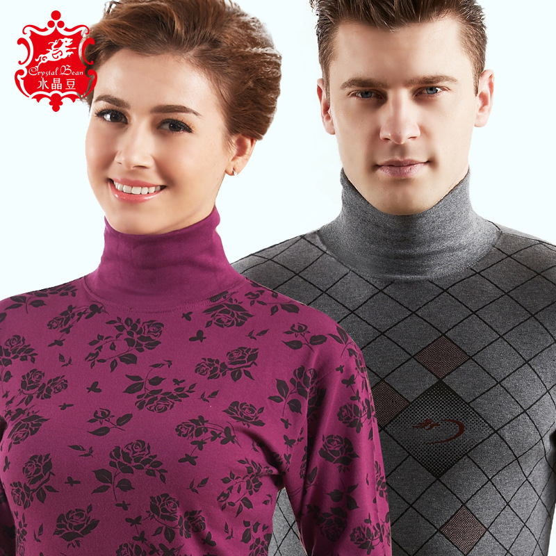 Women's High Collar Thermal Underwear Cotton Sweater for Middle-aged and Elderly Men's Loose Cotton Autumn Clothes and suit