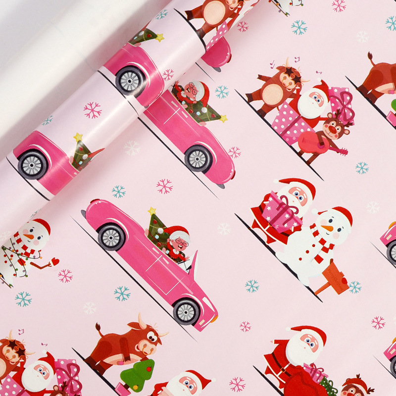 Amazon クロスボーダー新しい大型クリスマスギフト包装紙ピンクギフト包装紙漫画ロール紙|undefined