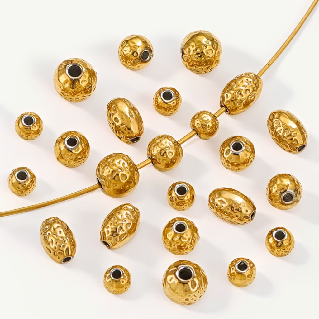 Accesorios de joyería DIY martillo perlas punteadas perlas golpea puntos espaciador perlas espaciador de acero inoxidable perlas chapado al vacío