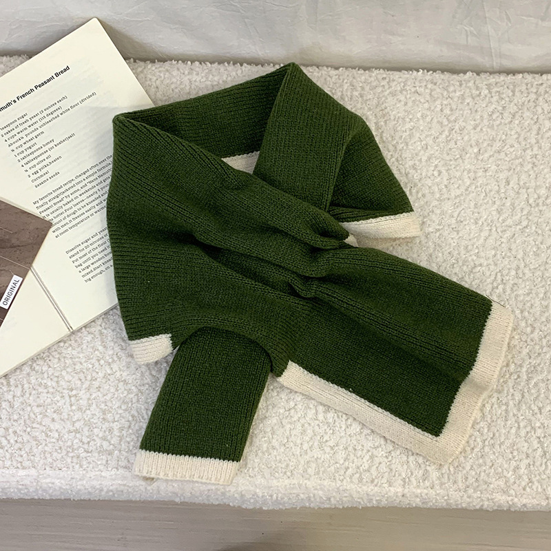 Bufandas de invierno para mujeres calientes estilo coreano universal simple color cruzado perezoso punto collar bufandas de cuello