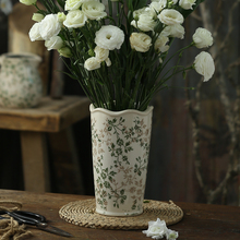 简约绿色复古陶瓷花瓶插花卉鲜花水培器皿客厅餐桌面创意摆件大号