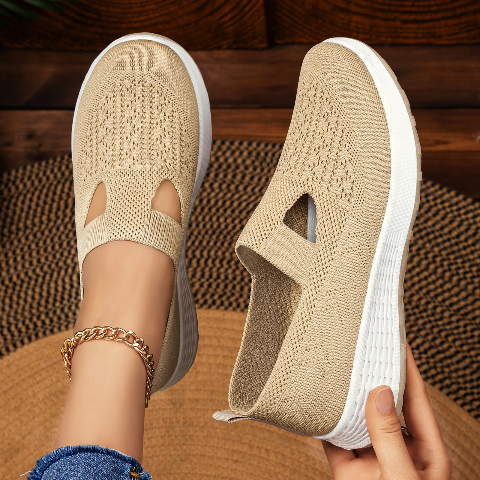 Zapatos de mujer transfronterizos TEMU zapatos casuales primavera ligero y cómodo zapatos de mujer transpirables zapatos de tela simple zapatos de malla superficial