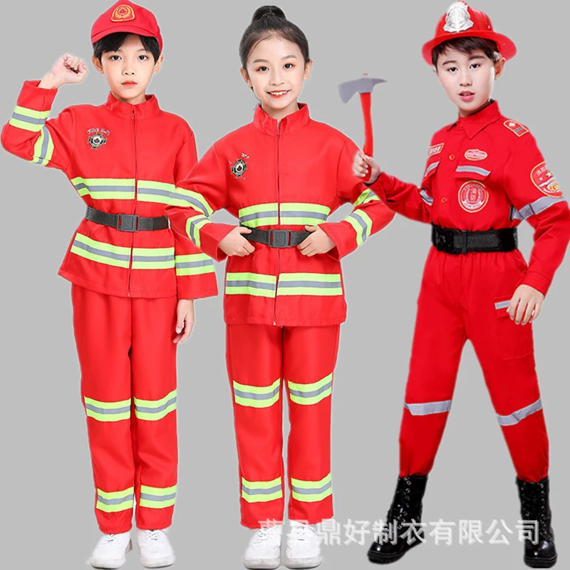 Детский пожарный костюм одежда костюм детский сад родитель-ребенок одежда ребенок профессиональный опыт пожарный