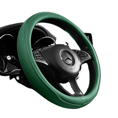 Car steering wheel cover, universal for women, cute summer non-slip sweat-absorbent breathable PU leather handlebar protective cover