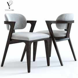 现代简约创意白蜡木家用餐椅咖啡厅洽谈椅创意异形新中式休闲椅