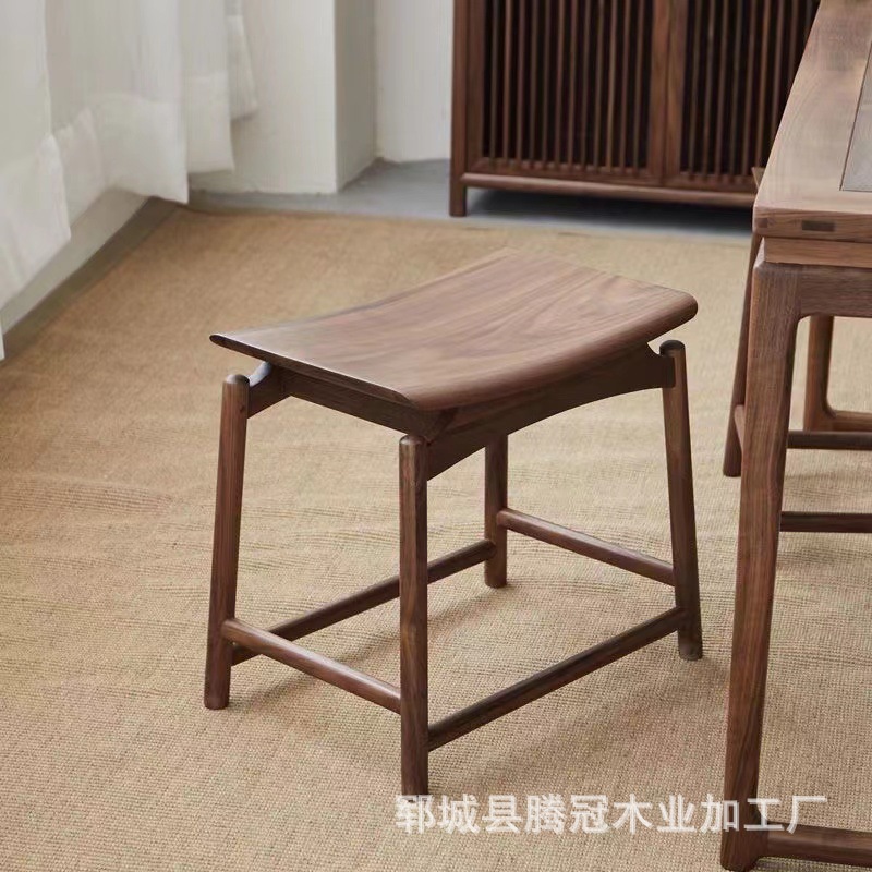 Chinese-style Solid Wood Square Stool Living Room Shoe Changing Stool Elm Wood Yuanbao Log Saddle Bench Bedroom Stool Home Low Stool