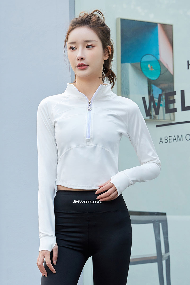 Koszulka do jogi z zamkiem błyskawicznym dla kobiet, długi rękaw, nowy styl na rok 2024, dopasowany krój, jesienno-zimowa koszulka fitness do biegania_voghion.com