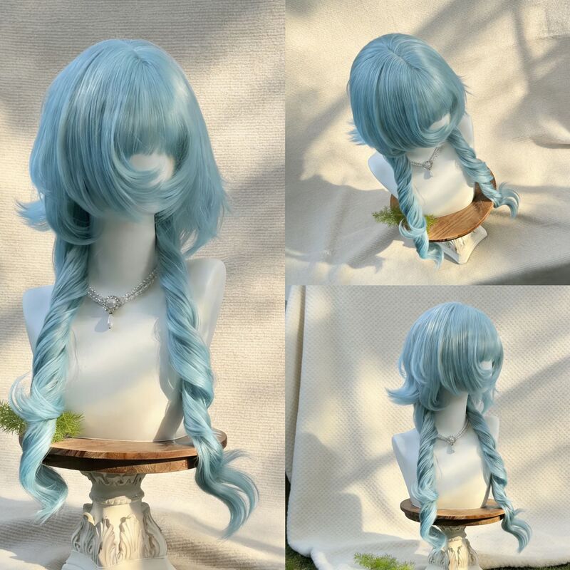 Liu Xin Wig for Women with Straight Bangs, Long Curly Hair, Jellyfish Style, Peacock Blue, Lolita Style, Natural Full Head Wig Liu Xin Wig for Women with Straight Bangs, Long Curly Hair, Jellyfish Style, Peacock Blue, Lolita Style, Natural Full Head Wig