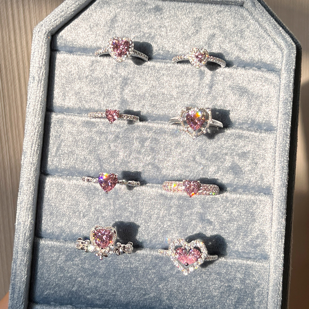 3g Weight Zircon Inlay Material Rings Classification 5, 9 Ring Size 1 Piece Quantity Daily Occasion 925 Sterling Silver Material Heart Shape Pattern 2025 Spring and Summer Season Women's Gender Plating Design Sweet Style 925 Sterling Silver Zircon Heart Shape Rings 925 Sterling Silver Rings 4