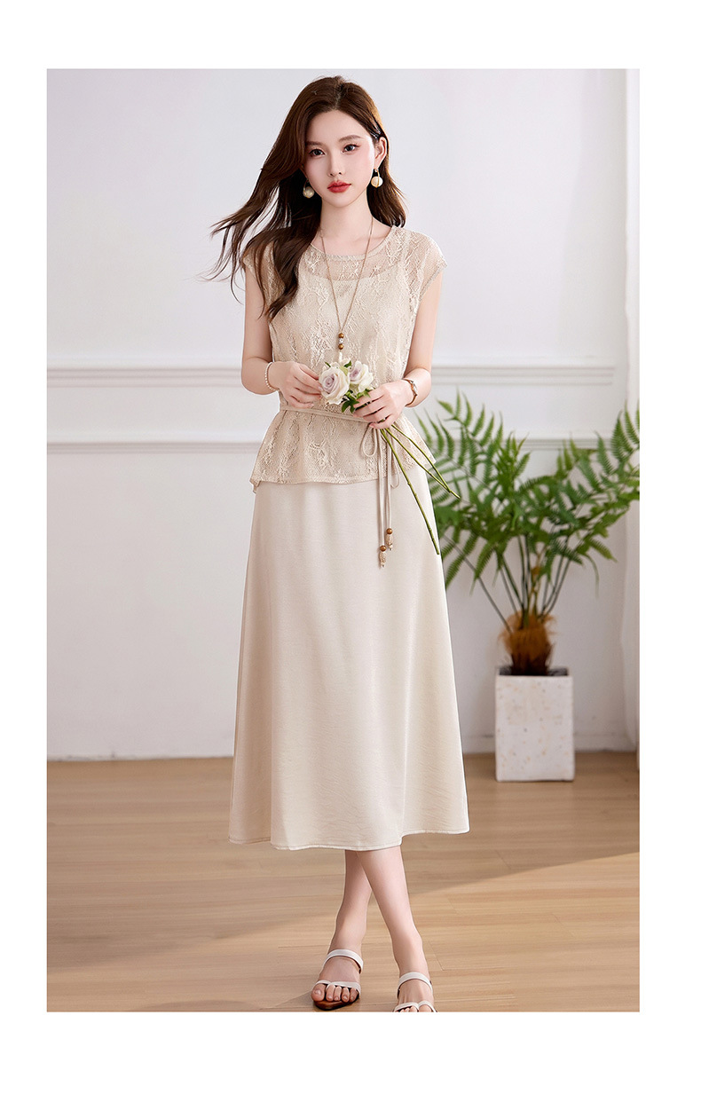Đầm maxi nữ hai dây thắt eo thanh lịch mùa hè JX2619 — màu xám, màu mơ chi tiết 22