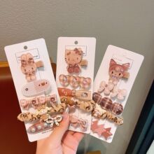 儿童卡通发饰咖色猫咪发夹侧边夹刘海夹宝宝秋冬头饰可爱女童发卡