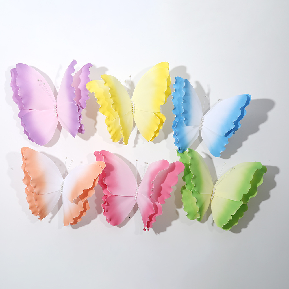 Simulación transfronteriza espuma gradiente mariposa colorido DIY estética props decoración boda diseño de escena al aire libre
