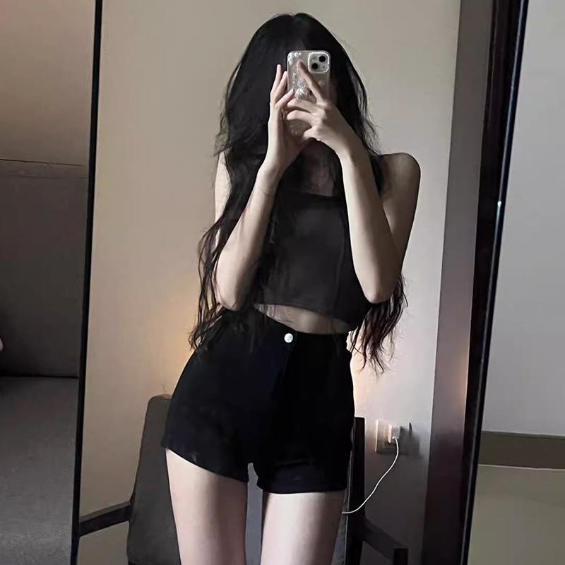 High-Waisted A-Line Black Denim Shorts for Women, Summer Thin Style, 2026 New Model, Petite Hot Girl Hot Pants with a Sense of Design High-Waisted A-Line Black Denim Shorts for Women, Summer Thin Style, 2026 New Model, Petite Hot Girl Hot Pants with a Sense of Design