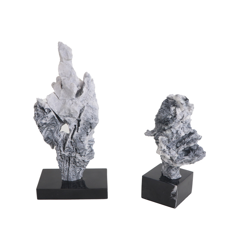 新中式太湖石抽象创意玄关装饰品样板间客厅茶室博古架工术品摆件