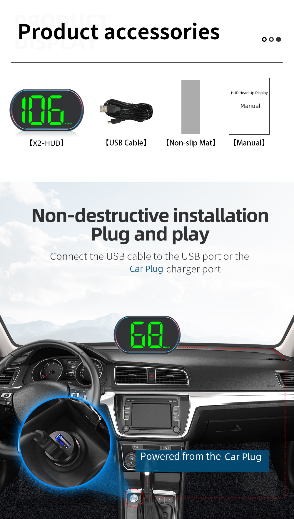 Car HUD Head-Up Display Automotive Beidou GPS Multifunctional Speedometer Speed Head-Up Display Universal