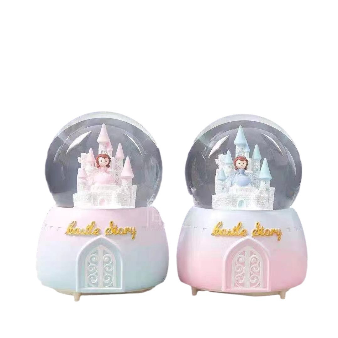 Fábrica directa de una gran cantidad de caja de música luminosa bola de cristal flotante automática nieve regalos de día de San Valentín adornos