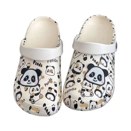 Holey Shoes for Women, Thick Sole Korean Style, Ins Fun Graffiti Cartoon Panda Holey Shoes for Women, Summer Fashion Outdoor Wear, Non-Slip Sand