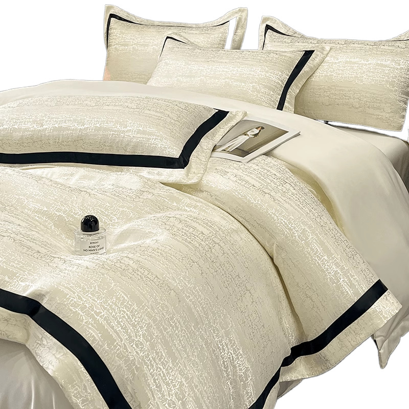 Juego de cuatro piezas de seda lavada, funda de edredón de seda de hielo, sábana de dormitorio principal de lujo ligero de verano