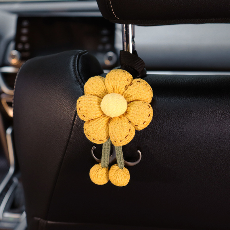 Doble gancho montado en automóviles, asiento de automóvil trasero, flores lindas, gancho de metal multifuncional, accesorios para automóviles, buenas cosas prácticas
