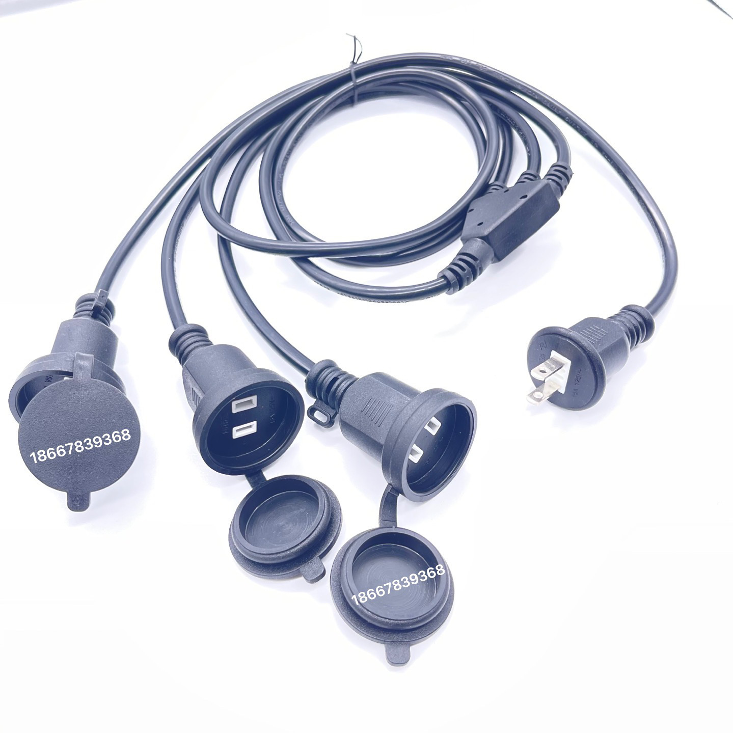 PSE 日规一分三防水电源线 日本防水型插头延长线 日式防水电源线