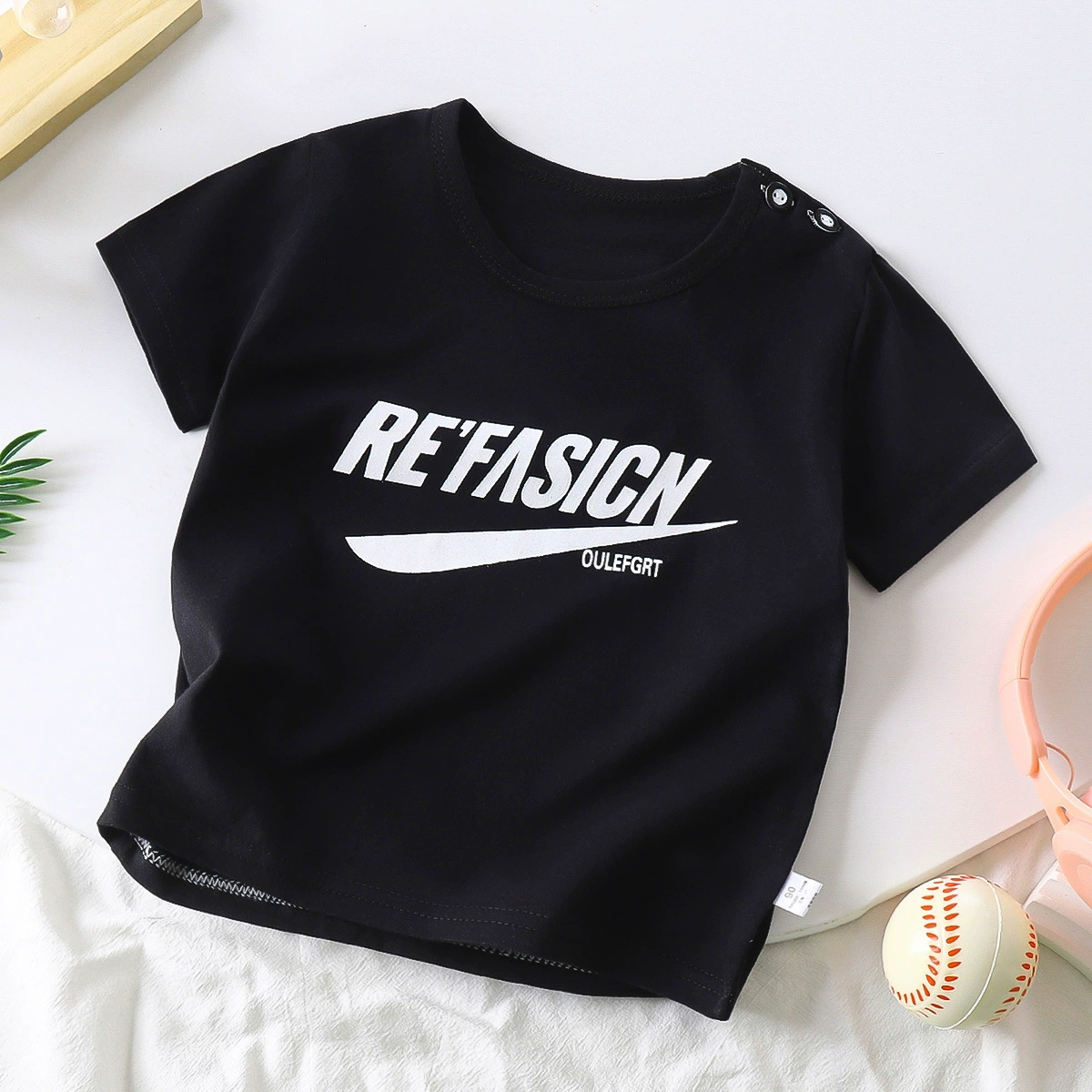 Children's Cotton Summer T-Shirt for Boys, Korean Style, Short Sleeve, Cute Cartoon Prints