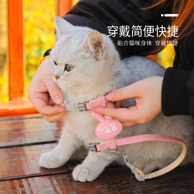 Cuerda de tracción de gato, orejas de conejo, cadena de gato, salir a pasear al gato, pasear al perro, tirantes de gato retráctiles, venta directa de fábrica al por mayor