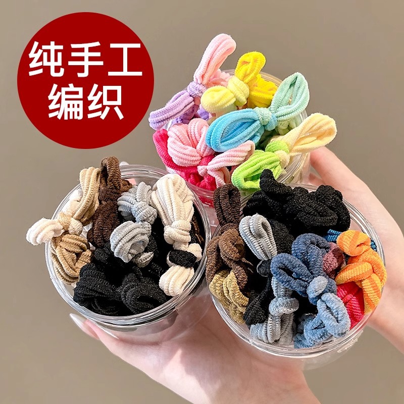Color de banda de goma para niños anillo de cabello de cola de caballo alta cabello de niñas no lastimar cabello grueso cabello de tejido manual puro adornamiento para el cabello