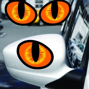 3D Real Cat Eye Reflective Decal Sticker - Self Adhesive Glossy Vinyl Car Sticker for Rearview Mirror