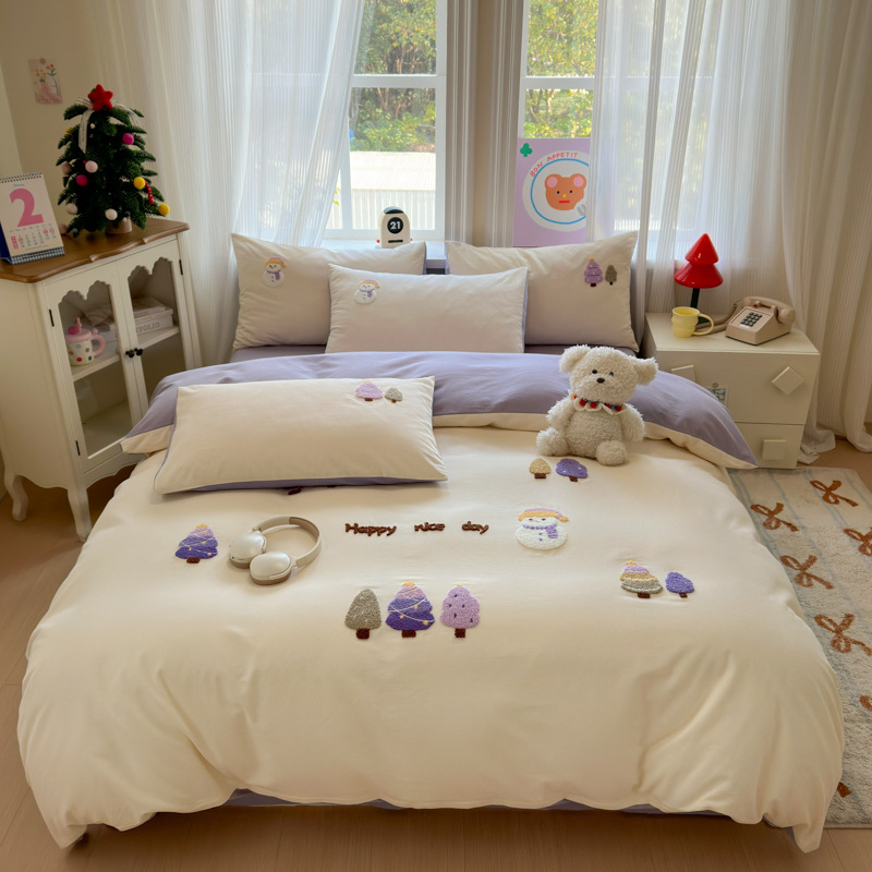 Categoría A otoño y invierno engrosado algodón molido cama de cuatro piezas 100 algodón puro niños dibujos animados colchón set de tres piezas