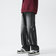 美式工装牛仔裤男春季宽松扎染渐变高街直筒休闲百搭阔腿裤