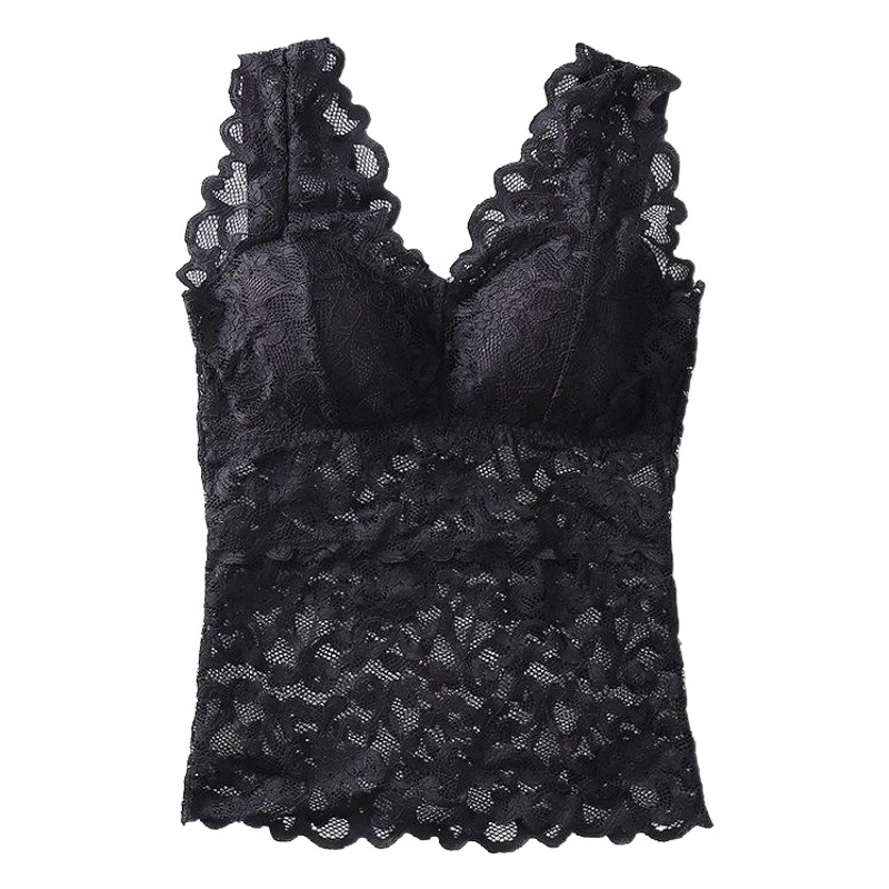 Long Wide Shoulder Straps, Lace Beautiful Back, Wrapped Chest Tube Top, Anti-Exposure Bottoming with Chest Pad, No Steel Ring Intimates Camisole