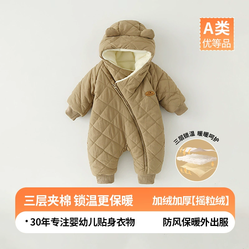 Детские зимние хлопчатобумажные комбинезоны для мальчиков утолщенные бархатные теплые хлопчатобумажные костюмы для новорожденных