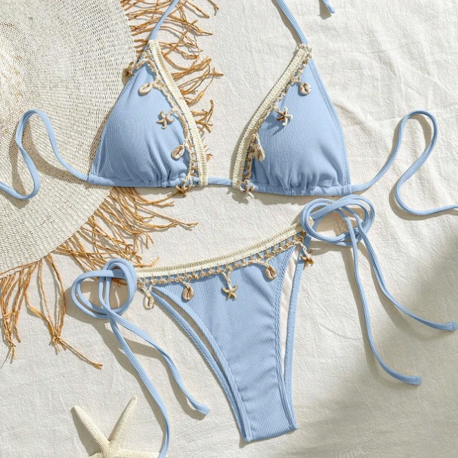 2025 High-end Swimsuit Women's New Tether Three-point Sexy Pure Desire Swimsuit Bikini Split Swimsuit