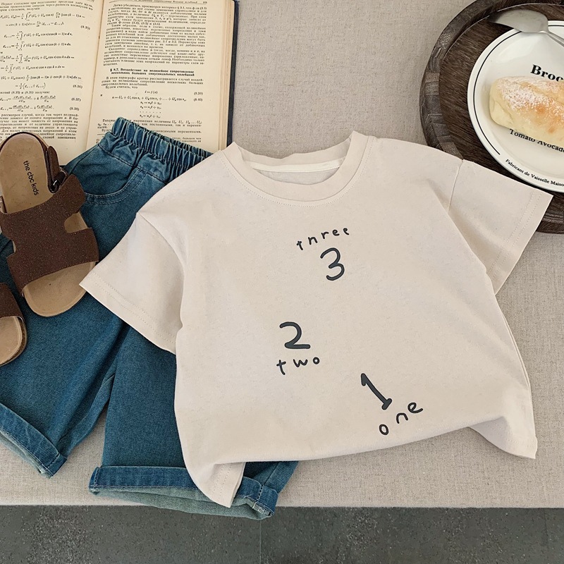 Summer cotton children's short sleeve T-shirt for boys