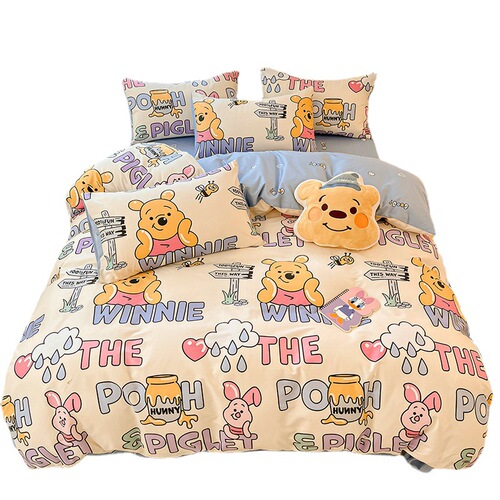 Disney cartoon 100% cotton ins small fresh bed sheet four-piece set pure cotton quilt cover bed three-piece set