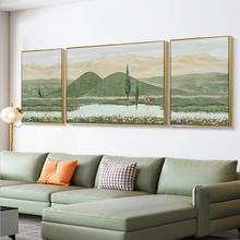 简约现代抽象油画手绘侘寂风肌理画三联客厅挂画沙发背景墙装饰画