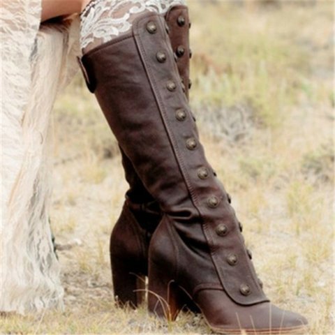 Wish Amazon 2024 Autum High Heels 40-43 Large Size High Boots for Women Trendy Fashion European and American Rivet Round Toe
