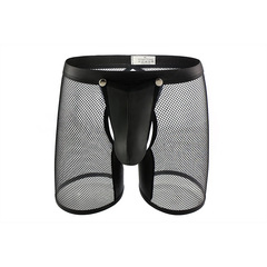 男士網紗內褲平角性感鏤空低腰青年開口透氣