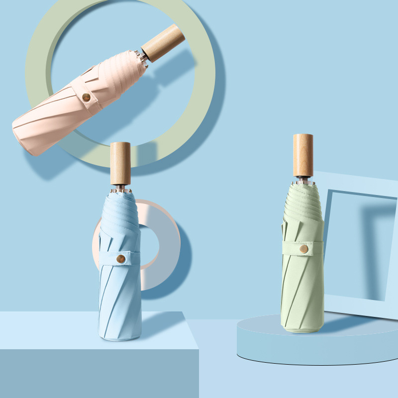 折叠小清新雨伞日系加密遮阳超防水太阳伞防紫外线实木三折晴雨伞