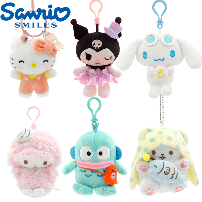 Authentic Sanrio Doll Pendant Kt Cat Keychain Doll Half Fishman Backpack Accessories Hanton Plush Toy