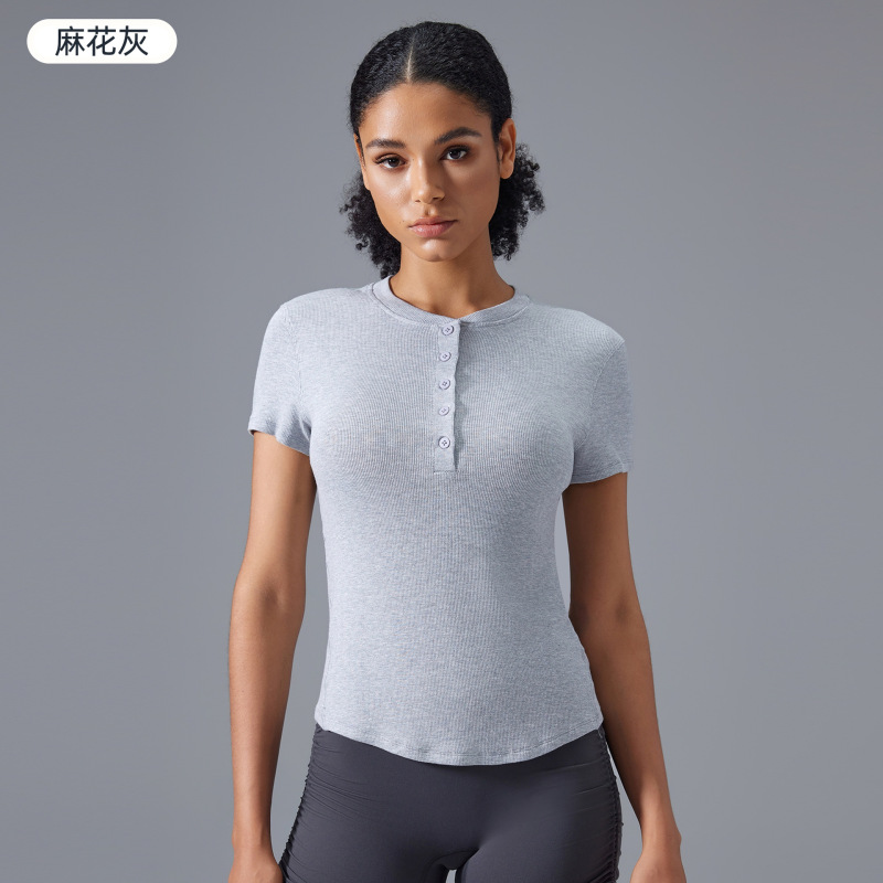 夏モーダル半袖レディースヌードスリムヨガウェアTシャツカジュアル万能ランニングスポーツトップD25097|undefined