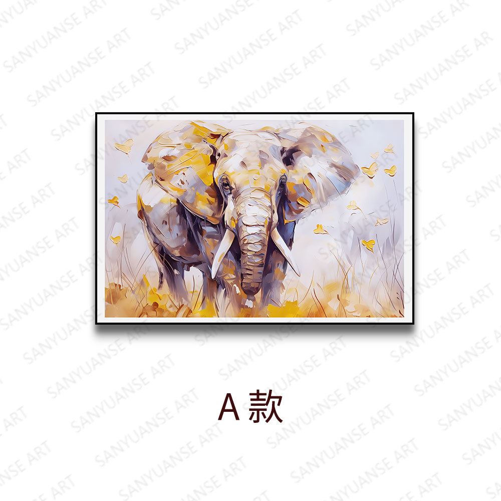 Pintura decorativa minimalista, elefante animal, sala de estar, comedor, pintura al óleo, estilo de porche